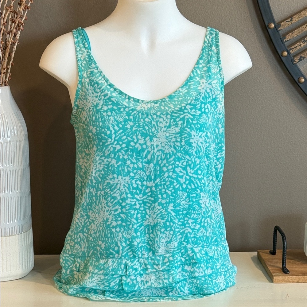OLD NAVY Boho Peasant Ruffle Teal Sleeveless Top & Camisole Small